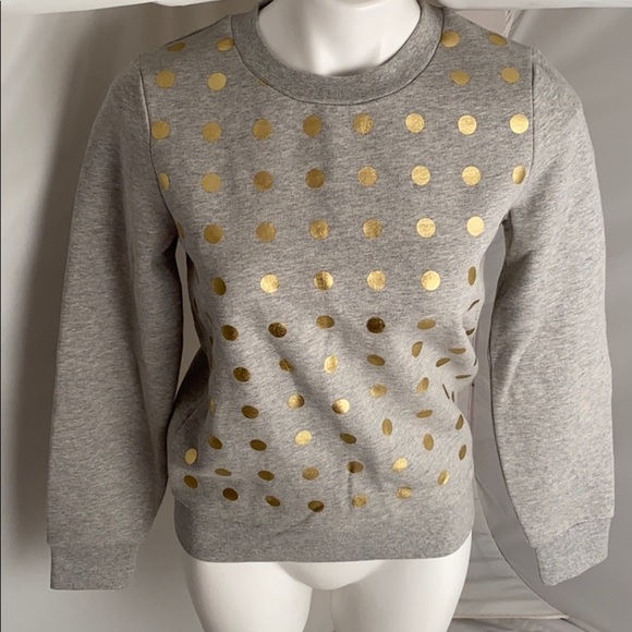 kate spade Tops - Kate Spade Saturday heather gray gold dot perfect crew neck sweatshirt xs